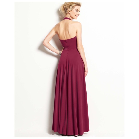 NWT Jersey Cowl Neck Halter Gown - Picture 3 of 7